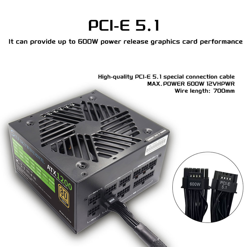 PCIE catu daya PC 5.0 1200W, P - Pc Gaming Fullset ulasan dan harga