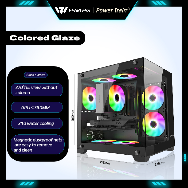 Power Train Colored Glaze MATX - Pc Gaming Water Cooling ulasan dan harga