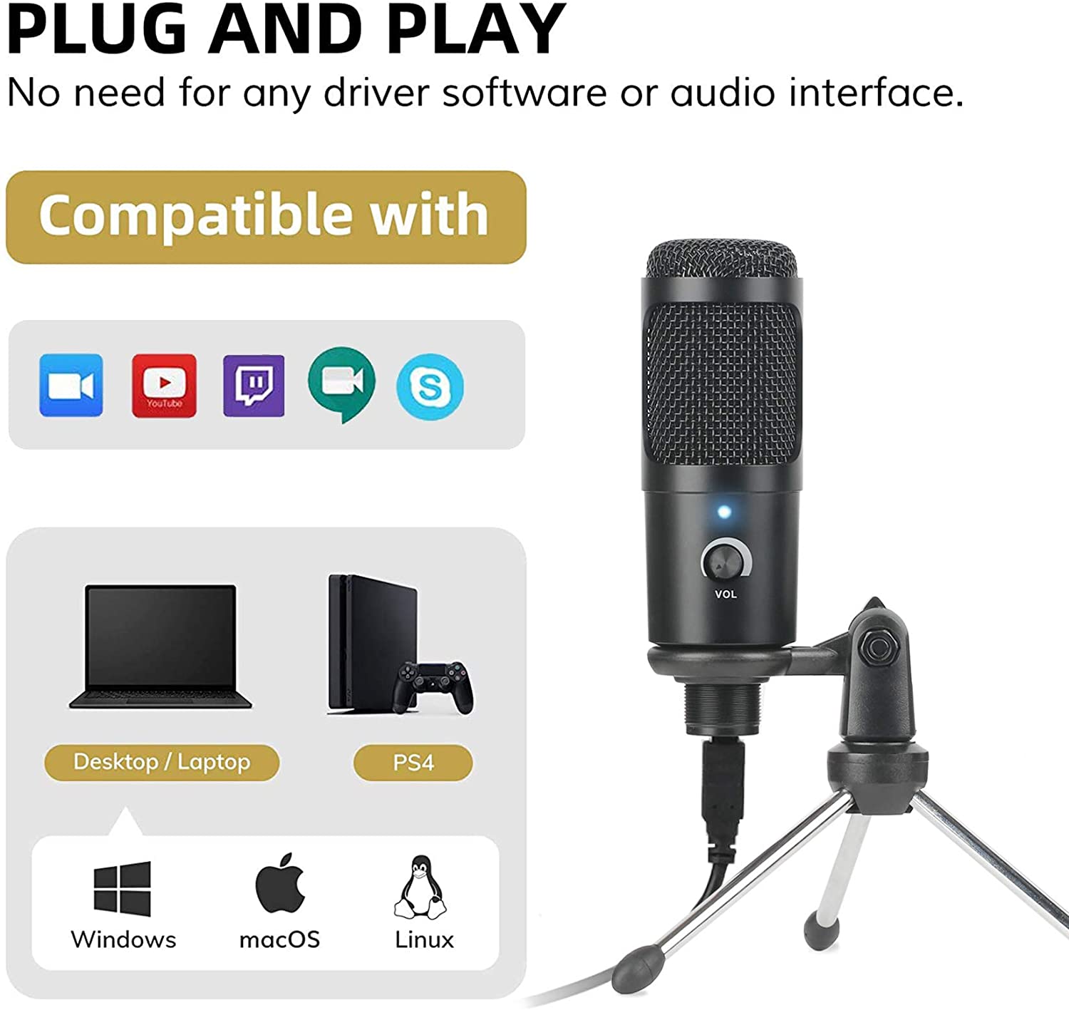 Mikrofon Perekam Mikrofon Kond - Pc Gaming Youtuber ulasan dan harga