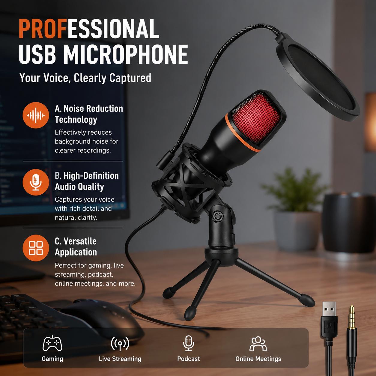 Kit Mikrofon Kondensor Kardioi - Pc Gaming Youtuber ulasan dan harga